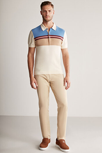 Hemington Stripe Pattern Cream Color Knitwear Polo