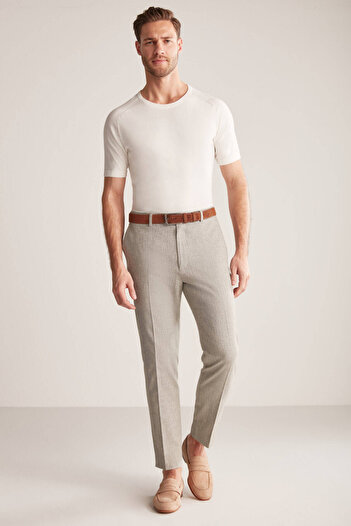 Hemington Linen Cotton Blend Khaki Chino Trousers
