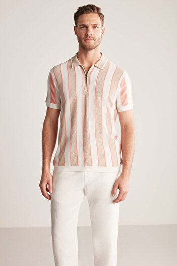 Hemington Stripe Pattern Cream-White Knitwear Polo