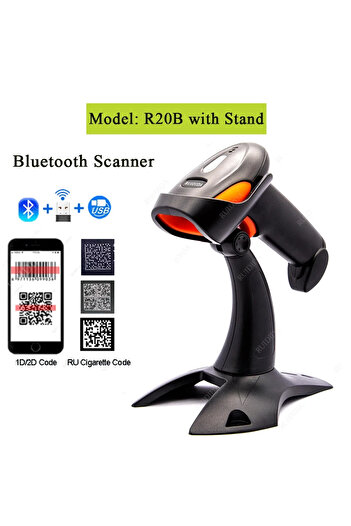 Choice Bluetooth 1D 2D Handhel Barcode Scanner with Holder QR Code Reader PDF417 Wired or Wireless or Bluet