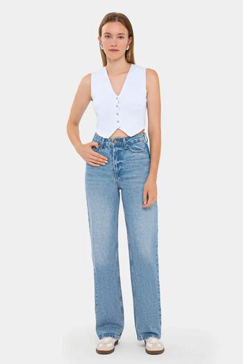 Hiccup Sleeveless Knitted Crop Suede Vest