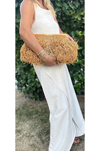 Hats N Beyond saçaklı clutch çanta