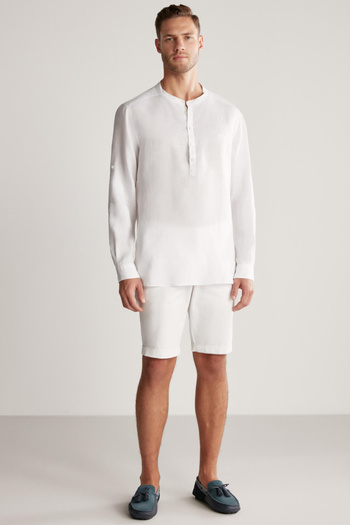 Hemington Pure Linen White Judge Collar Shirt