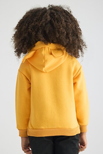 zepkids Kapüşonlu Uzun Kol Hardal Renk Kız Çocuk Sweatshirt