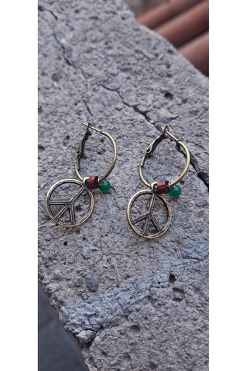 azra takı tasarım Handmade Peace Symbol, Ethnic, Women's Earrings