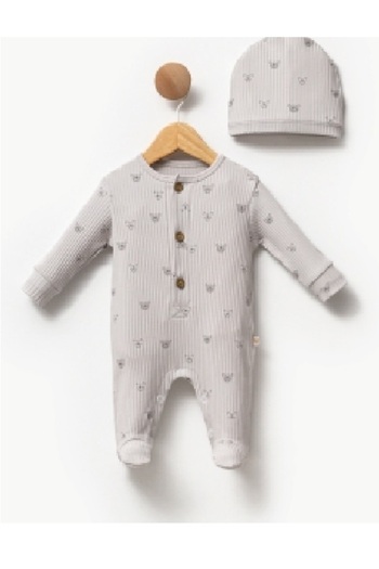 Melisa Teddy Bear Printed Modal 2 Piece Baby Jumpsuit
