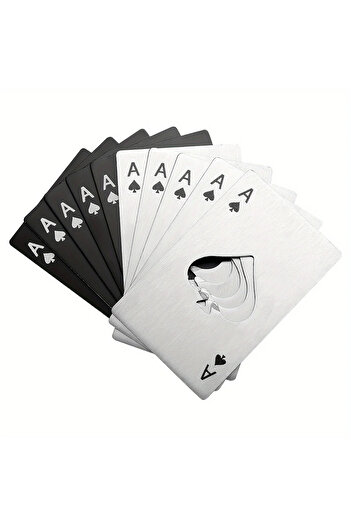 Choice 5 black X 5 silvery 10pcs Poker Card Bottle Opener Ace of Spades Bottle Opener for Wallet and Pocke
