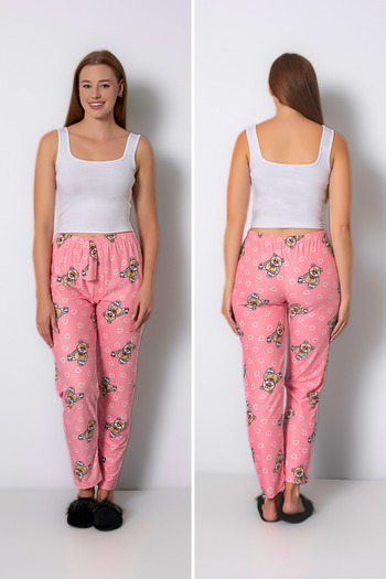 DONEX Velvet Textured Patterned Suede Pajama Bottoms
