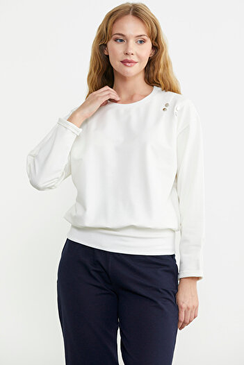 Sementa Ecru Tracksuit Set - Shoulder Button Detail