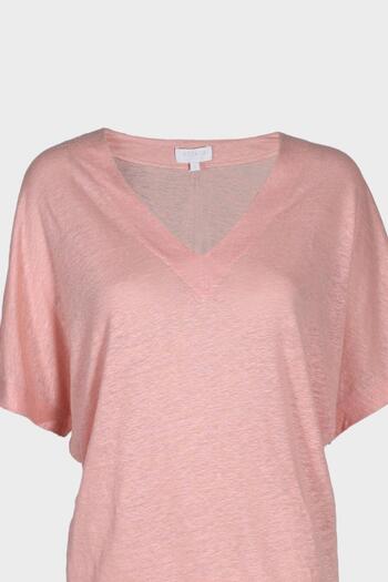 Escada V-neck Low Sleeve Long Linen T-shirt