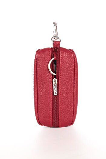 Aka Deri Aka Leather 049 - 100% Genuine Leather, Keychain Red