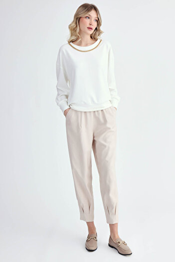 Vitrin Elastic Waist Pleated Trousers