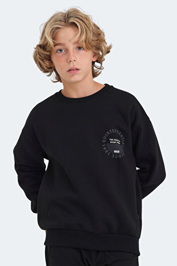 Slazenger Black Lone Unisex Kids Sweatshirt