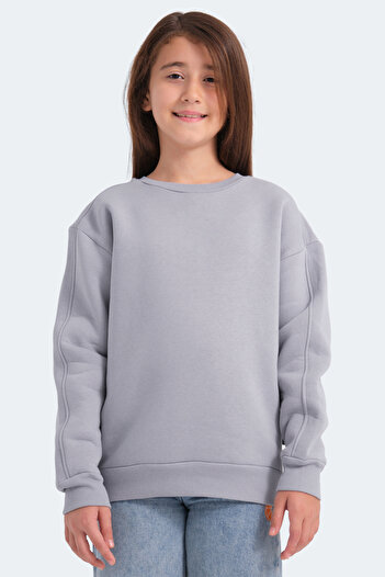 Slazenger Stone Gray Logan Unisex Kids Sweatshirt