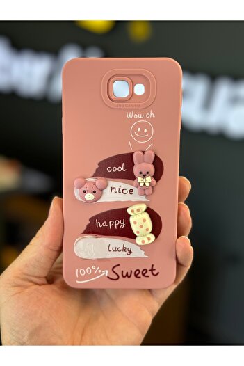 Fibaks Galaxy J7 Prime Compatible Case Designed Patterned Camera Protection Rabbit Pink Soft Silicone Cover