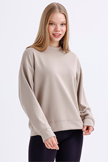 MD trend Kadın Bisiklet Yaka Basic  Oversize Modal Sweatshirt