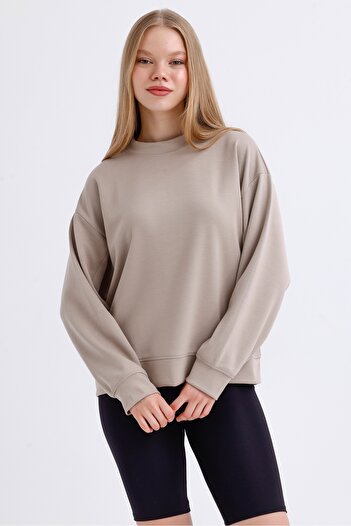 MD trend Kadın Bisiklet Yaka Basic  Oversize Modal Sweatshirt