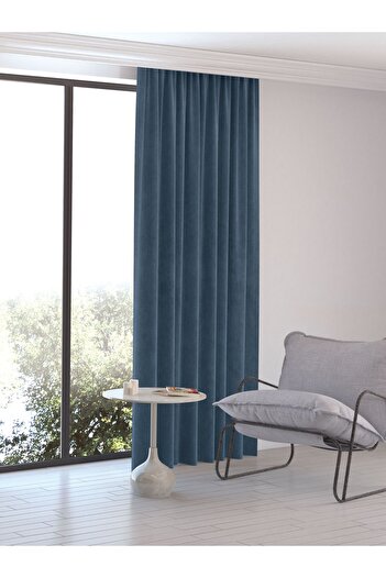 Perle Home Daily Series Derin Mavi Ada Fon Perde