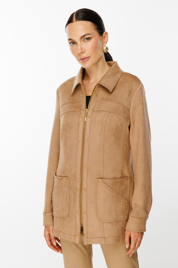 Ekol Zippered Edges Beaded Bag Pocket Jacket