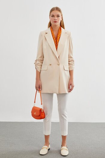 Zühre Beige Jacket with Sleeve Detail C-0002
