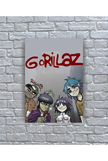icase Gorillaz Müzik grubu Poster Albüm Kapak Ahşap Tablo