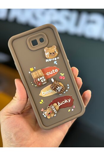 Fibaks Galaxy J7 Prime Case Designed Patterned Camera Protection Teddy Bear Brown Color Soft Silicone Cover