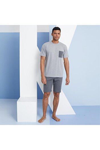 KLY 2008 Men's O-Neck Shorts Pajamas Set