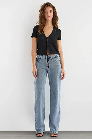 Hiccup Short Sleeve Blouse with Tie Detail