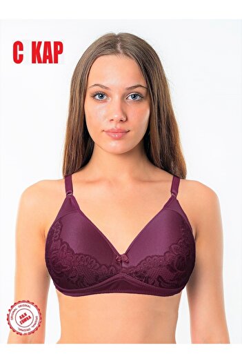 A&K ZÜMRA Burgundy Lace Recovery C Cap Bra - Wire Free Supportless