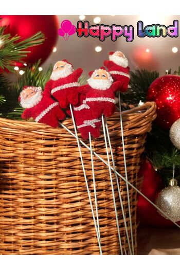 Happyland Christmas Ornament Santa Claus with Sticks 6 Pieces New Year Decoration Ornament