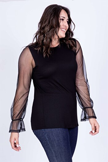 MYLİNE Blouse with Mesh Sleeves