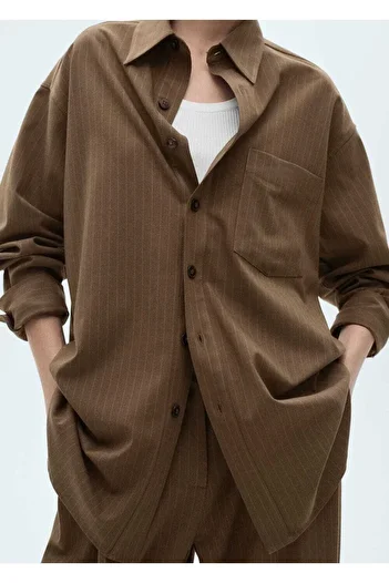 MANGO Woman Slim Striped Shirt Jacket
