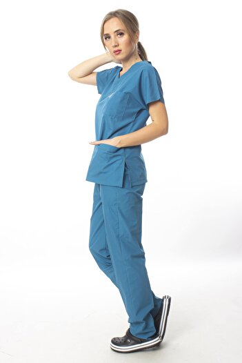 Simirna Üniforma Set de uniforme pentru medic chirurgical verde petrol, asistentă veterinară, stomatolog