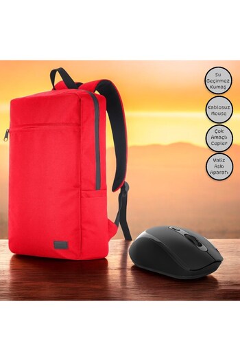 Mila Mila Pr-Ek102 15.6' Waterproof Fabric - Zippered Notebook Backpack and Wireless Mouse