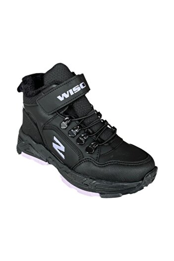 Liger Velcro Inside Wool Cold-Proof Outdoor Daily Children's Boots Black - Lila