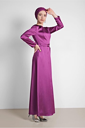 Alvina Belted Satin Dress 4227