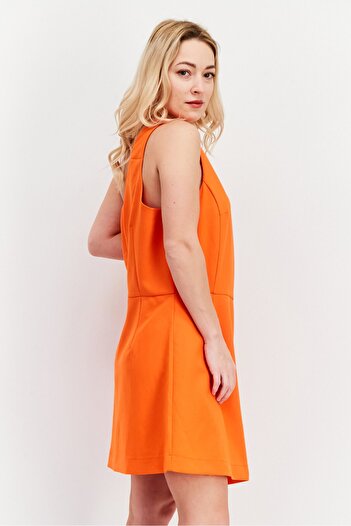 French Connection Women Solid Casual Mini Dress, Orange