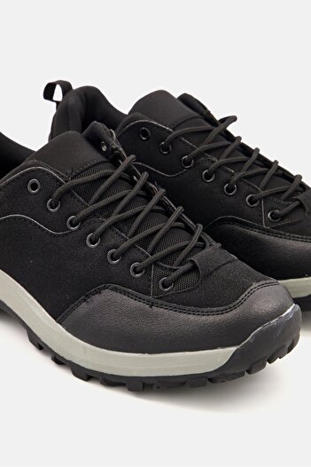French Connection Men Lace Up Hike Low Sport Shoes, Black