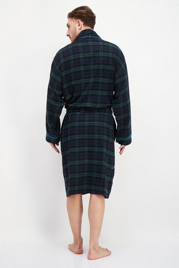 Bottoms Out Men Plaid Long Sleeve Robe, Multicolor