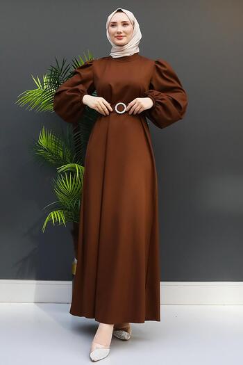 GİYZAMİLA Φόρεμα Καφέ Χρώμα Feyza Hijab