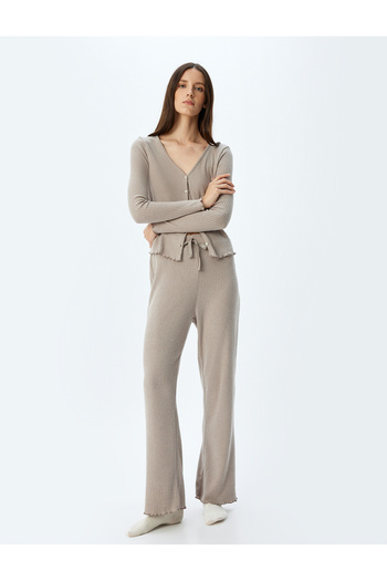 Koton Wide Leg Tie Waist Knitted Pajama Bottoms