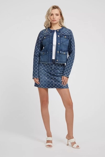 Guess Women's Stoned Denim Blue Jacket