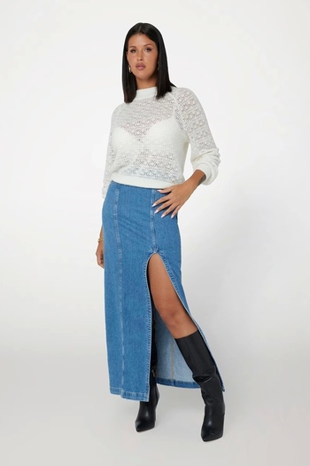 Guess Women's Openwork Woolen White Sweater