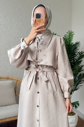 Salih Çelebi 2180 Bolero Detailed Trench Coat - Stone Color