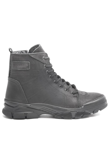 Voyager 6021 Μαύρες ανδρικές δερμάτινες μπότες Nubuck