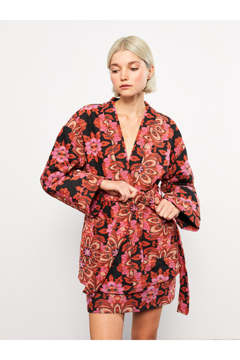 LC Waikiki Shawl Collar Patterned Long Sleeve Women's Jacket