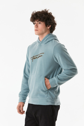 Fulla Moda Φούτερ Fleece με κουκούλα - Κέντημα με γράμματα και τσέπες καγκουρό