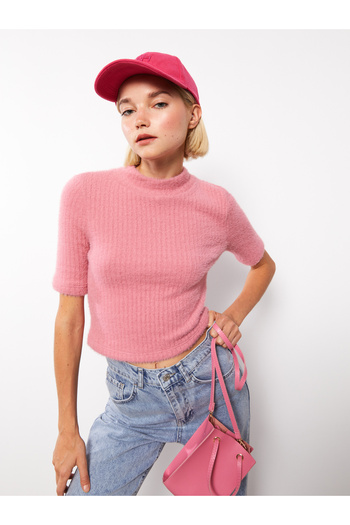 LC Waikiki Half Turtleneck Plain Short Sleeve Women's Knitwear Sweater