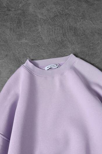 Slatra Men's Lilac Basic Crew Neck Oversize Sweatshirt