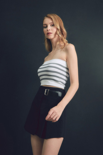 Fulla Moda Strapless Striped Bustier